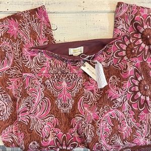 Anthropologie Maeve Metallic Floral Flare Pants 6